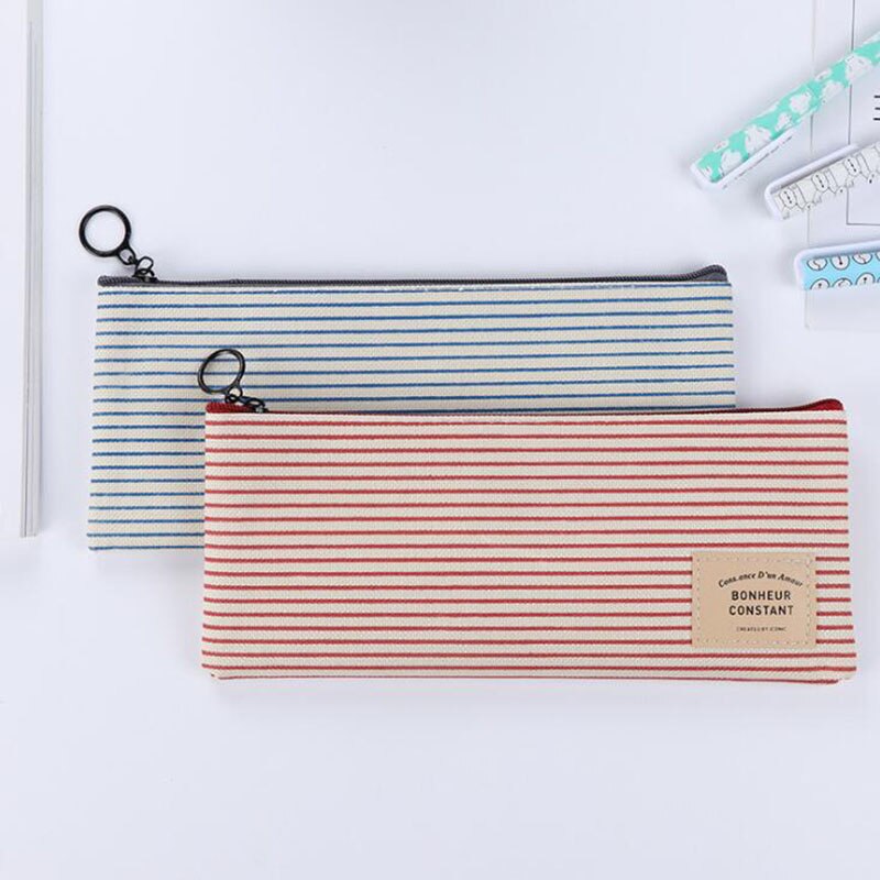 Student Stationery Canvas Pencil Bag Retro School Pencil Bag Office School Supplies Bag Handle Pencil Writing Tool
