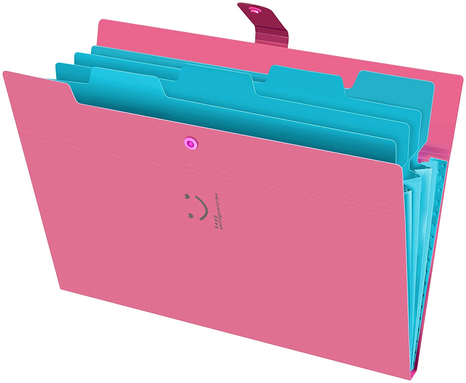Expanding File Folders 5 Pockets Document Organizer A4 Letter Size Plastic File Folder with Labels Document Holder: Hot Pink