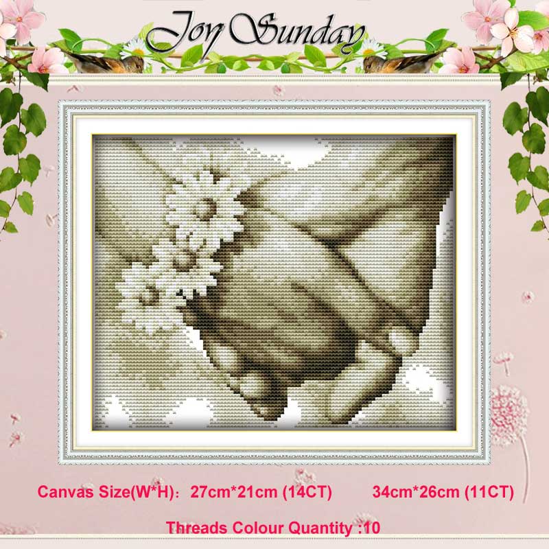 Angel Baby Girl Lover counted Cross Stitch 11CT 14CT Cross Stitch Set DIY Cross-stitch Kit Embroidery Needlework: Hand in hand (3) / 14CT picture printed