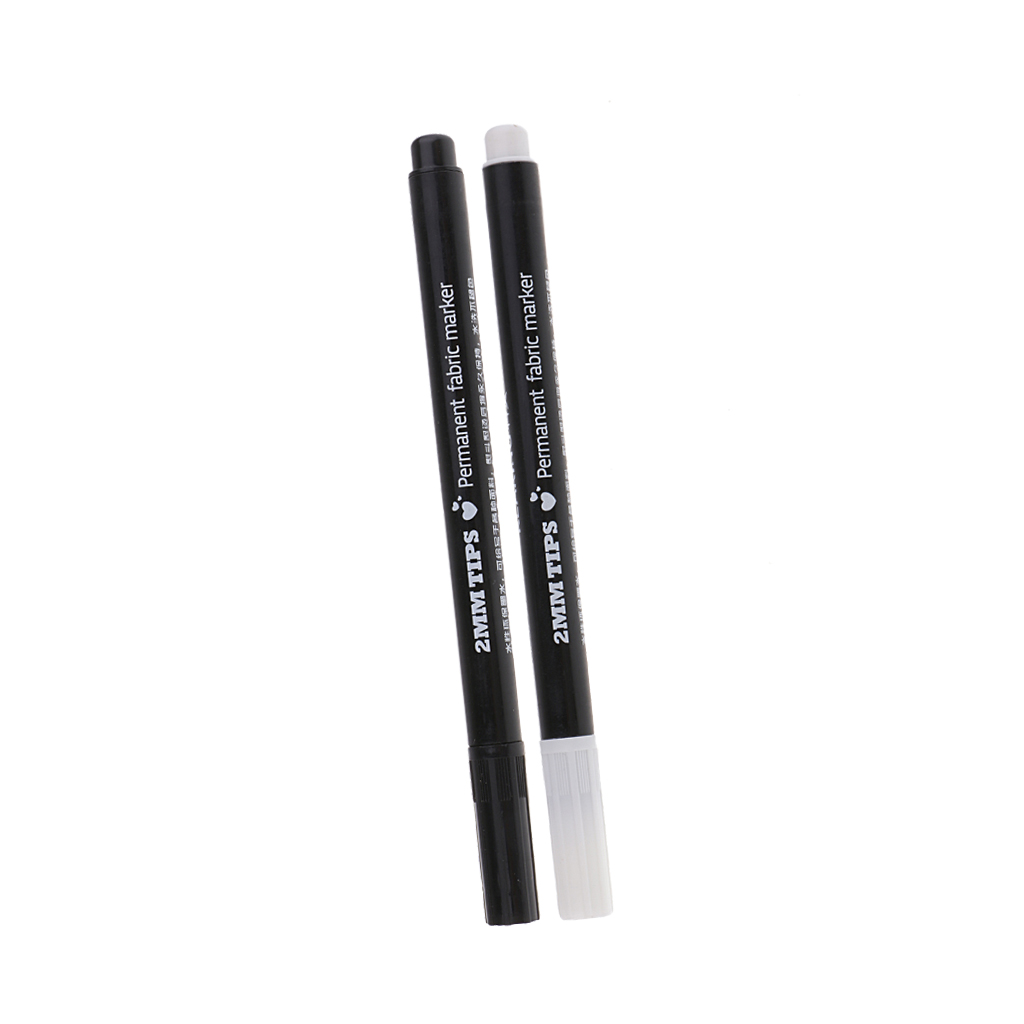 Permanent Fabric Marker Pens for Textile Clothes T-Shirt Cloth Shoes, Black White, DIY Sewing Tools