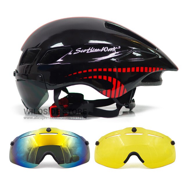 Pyöräilykypärän linssi magneettisuojalasit vuoristotie pneumaattinen tt pyöräilykypärä miesten triathlon tt pyörä casco ciclismo 3 linssi