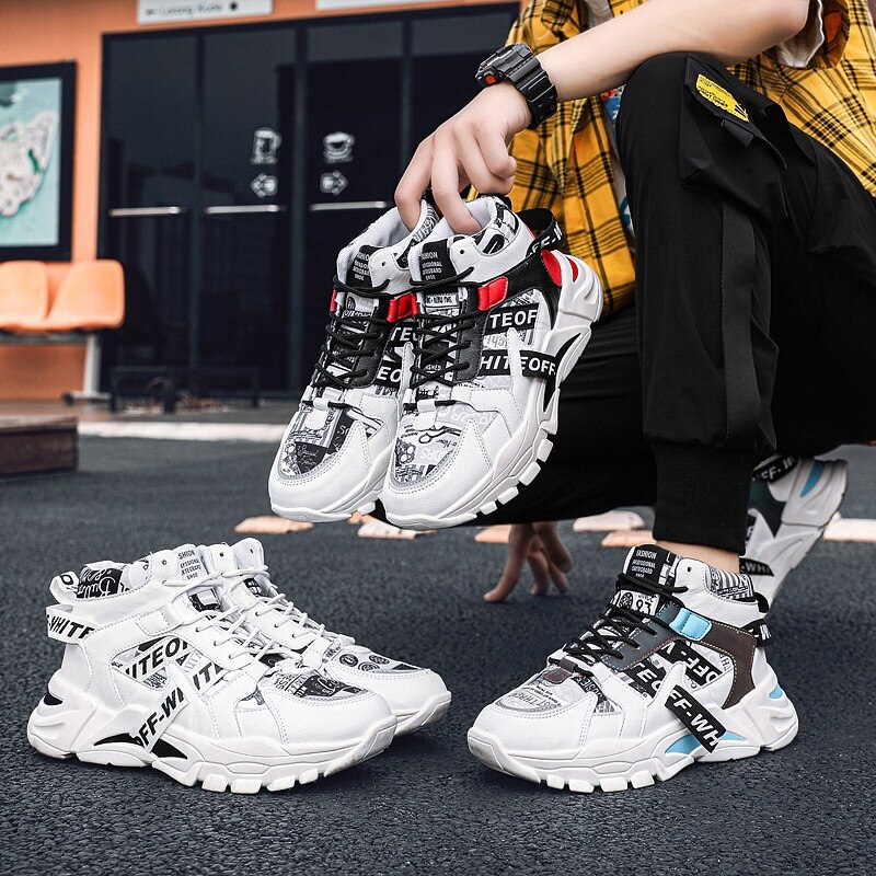 Herre high-top canvas sko mænd forår efterår top sneakers snøre høj stil afslappet sko til mænd