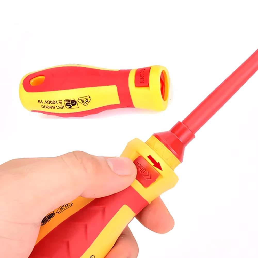 Kit de herramientas de reparación de electricista, juego de destornilladores aislados intercambiables de 1000V con puntas ranuradas magnéticas, 13 Uds./8 Uds.