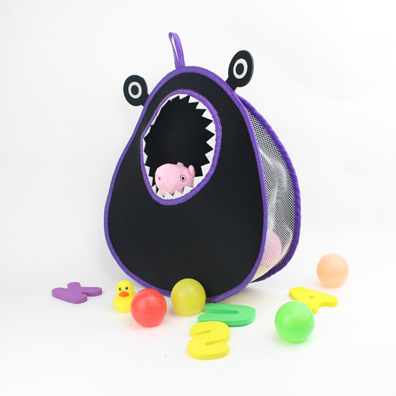 Cute Abstract Alien Shape Baby Bath Toy Storage Bag Cartoon Shape Storage Hanging Bag With Hook Waterproof Bathroom Mesh Bag