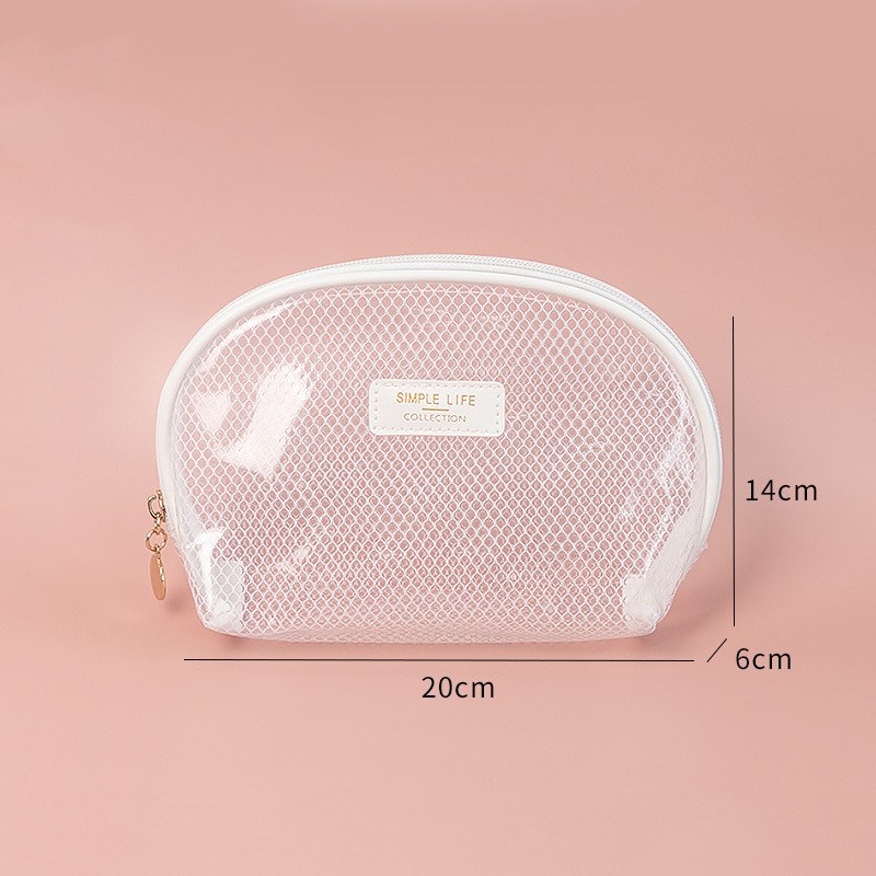 PURDORED 1 Pc Gittergewebe-groß Kosmetik Tasche Wasserdichte Klar Frauen machen-hoch Tasche Reise Reißverschluss Weibliche Schönheit fallen Waschen Kulturbeutel: S Weiß