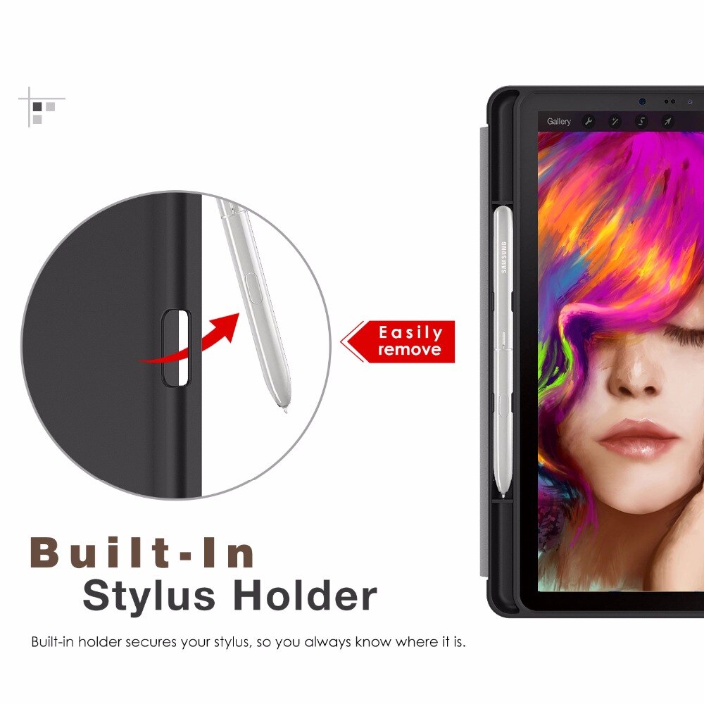 Moko-hoesje voor samsung galaxy tab  s4 10.5 met s-penhouder, zachte tpu ultraslanke drievoudige smart stand-hoes met automatische wake/sleep