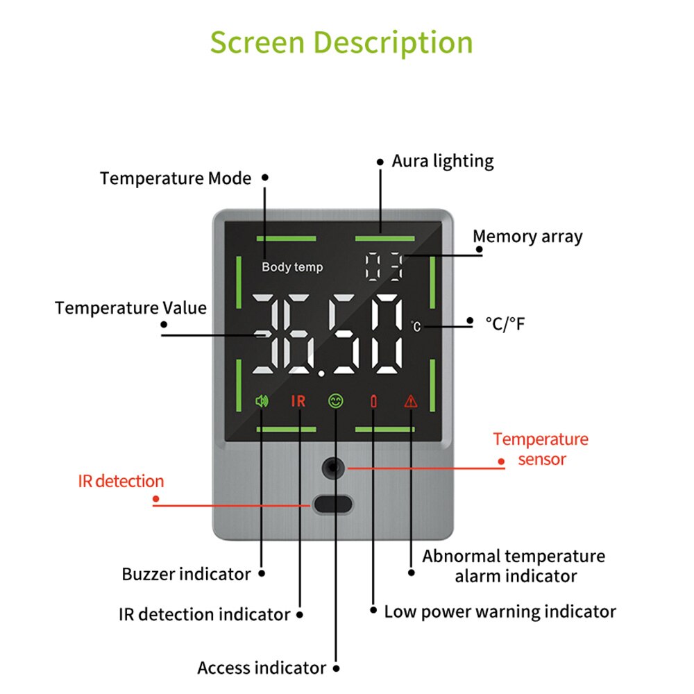 Wall-mounted Infrared Thermometer Body Temperature Measurement Ferromagnetic Room Wall Thermometer Non-contact Measurement