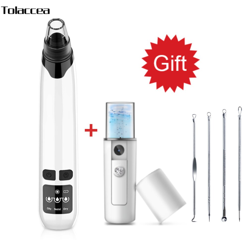 Facial Blackhead Remover Vacuum Face Pore Cleaner Suction Acne Pimple Removal Tool with Mini Nano Facial Steamer Acne Needle: kit