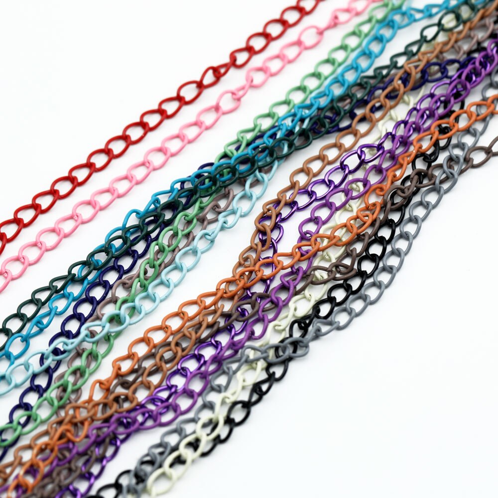 2 meters 5mm Metal Chain Colorful Iron Connecting Chain Combination Chain Extension for Jewelry Making Findings DIY Supplies
