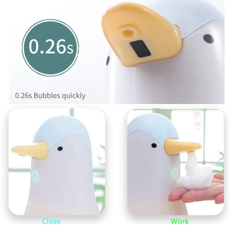 LANMOU Kids Automatische Zeepdispenser, Cartoon Gele Eend Smart Foam Hand Wasmachine 220ML Touchless Elektrische Schuimende Zeeppomp voor Keuken en Badkamer