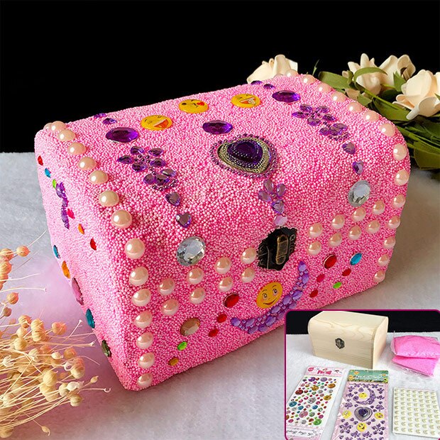 Enfants fait à la main bricolage matériel sac fille en bois massif papeterie boîte boîte à crayons flocon de neige boue bâton perceuse boîte de rangement: L-2
