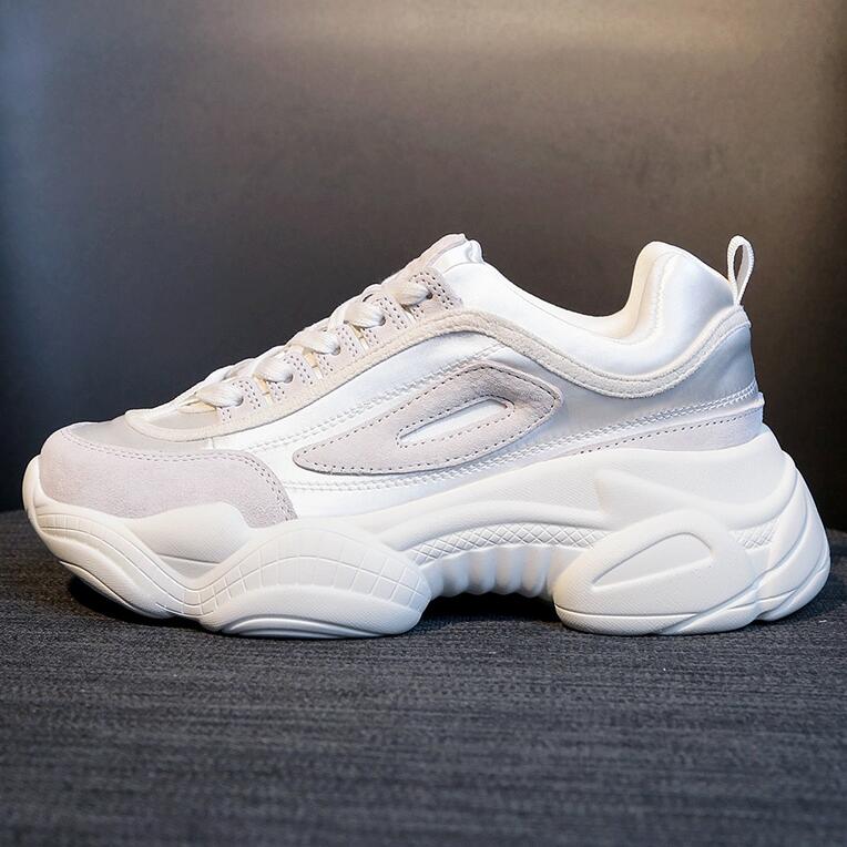Zapatillas de mujer cesta mujer tenis plataforma femenina zapatos blancos zapatillas de mujer con cordones punta redonda zapatos de mujer primavera otoño: white / 6,5