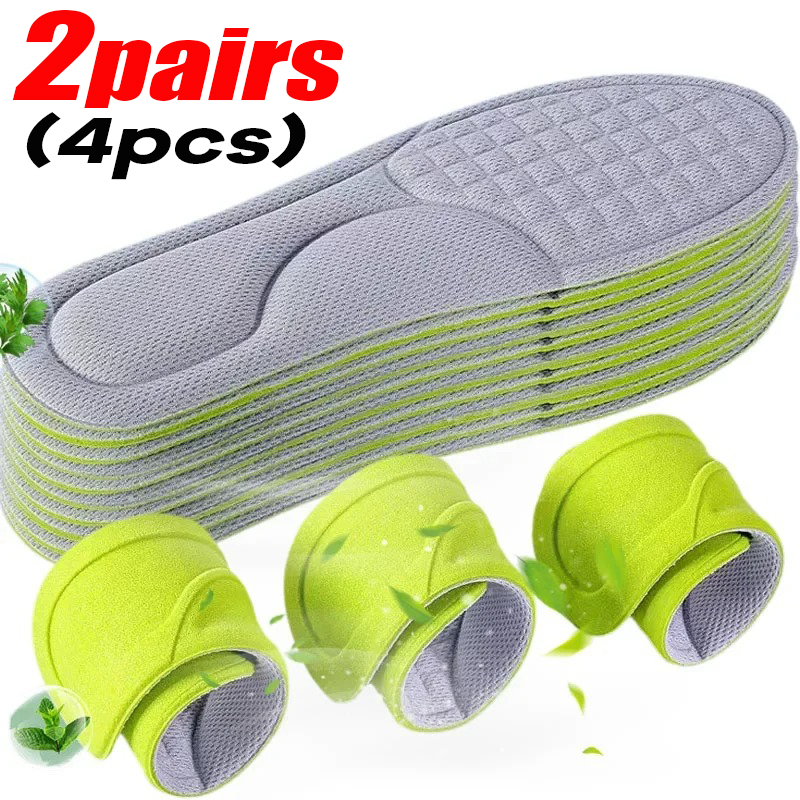 Plantillas ortopédicas de espuma viscoelástica Unisex, plantilla desodorizante, zapatos deportivos, absorbe el sudor, accesorios antibacterianos suaves, 1-5 pares: Gris / 0