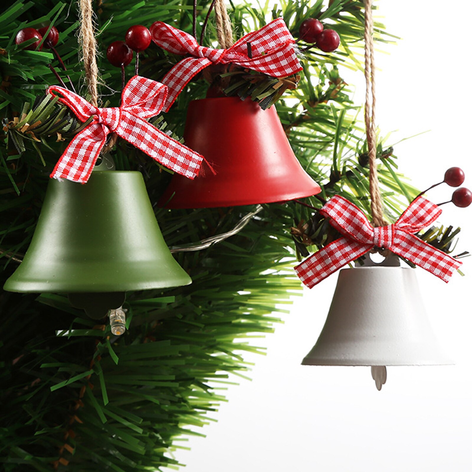 Christmas Bell Ornamenten, Leuke Slee Bel Hangers Met Plaid Boog Xmas Boom Decoraties