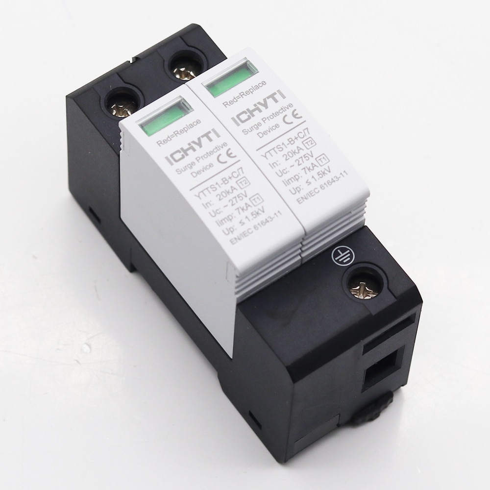 Surge Protector SPD AC 2P 275V Type 1+2 7KA Surge Protection T1+T2 Surge Arrester din rail Surge Protective Device