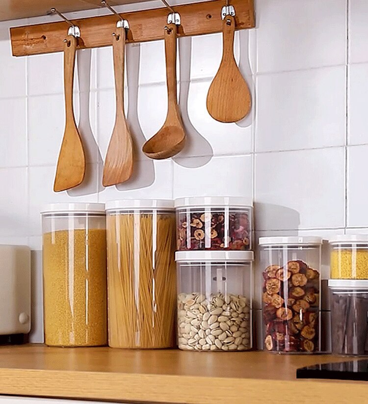 JOYBOS-tarro sellado para el hogar, recipiente de plástico de grado alimenticio con tapa, caja de almacenamiento de granos, transparente, para arroz y nueces, JBS76