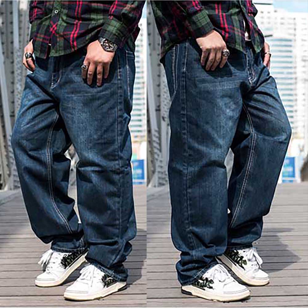 Mono suelto holgado a la para hombre, pantalones vaqueros de pierna ancha, harén de hip hop, estilo urbano, ropa recta