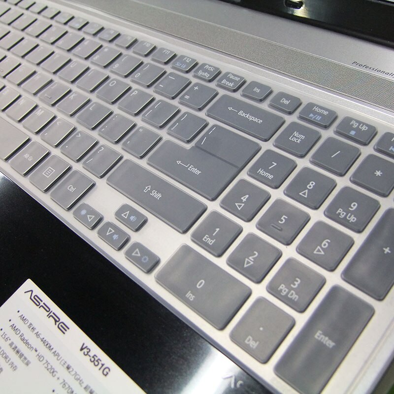Laptop Keyboard Cover for Acer Aspire E 15 - Ultra-thin Silicone Protector - Waterproof & Dustproof: Transparent