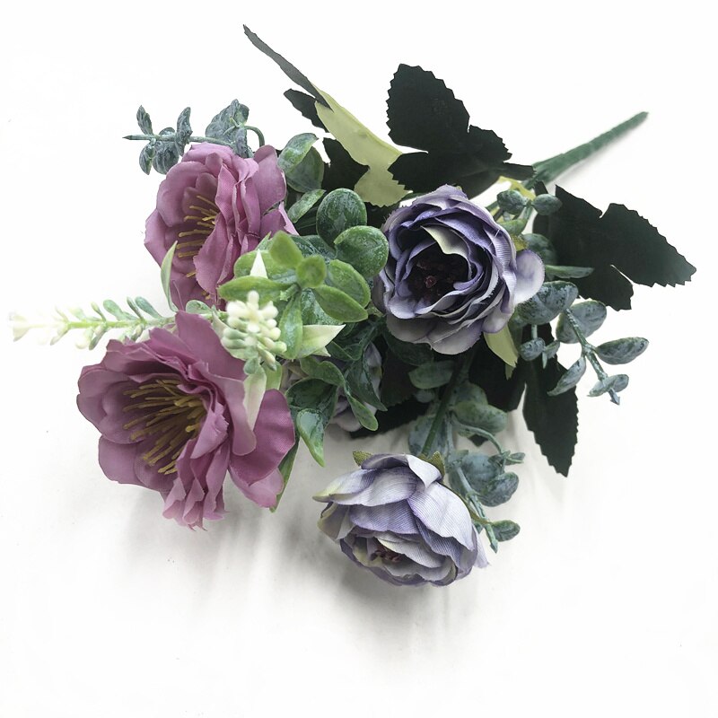 Yoormer Kunstmatige Pioen Zijde Bloem Boeket Elegante Thuis Kunstmatige Bruiloft Decoratie Boeket Bloem Decoratie: purple