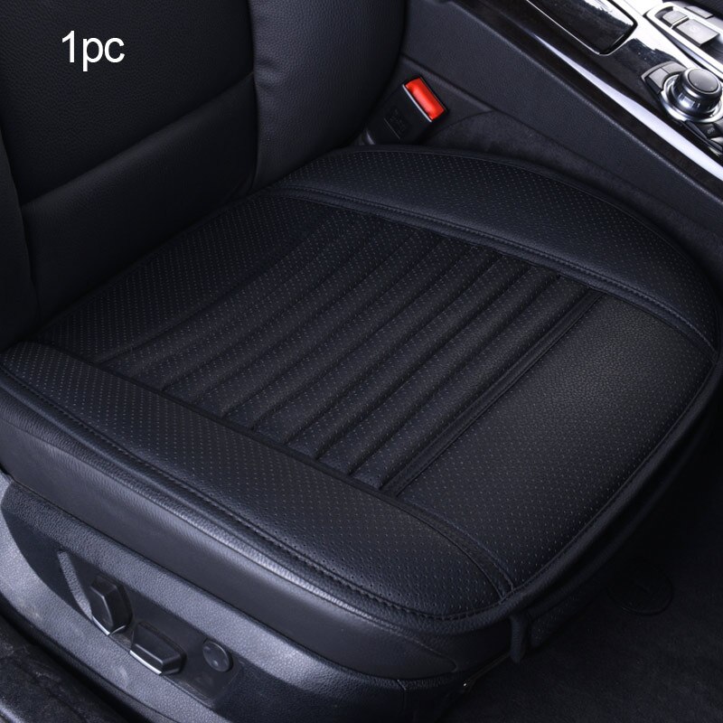 Lederen Auto Stoelhoezen Waterdichte Universele Seat Protector Voor Automobiles Auto Zitkussen Set Mat Auto Accessoires Ademend: Full black front 1pc