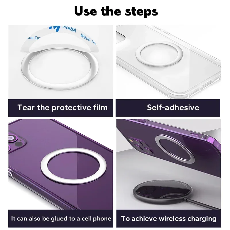 1-5 SZTUK Metalowy pierścień do bezprzewodowego ładowania Magsafe Naklejki z blachy żelaznej Magnes Uchwyt samochodowy na telefon Dysk samoprzylepny do iPhone'a 15