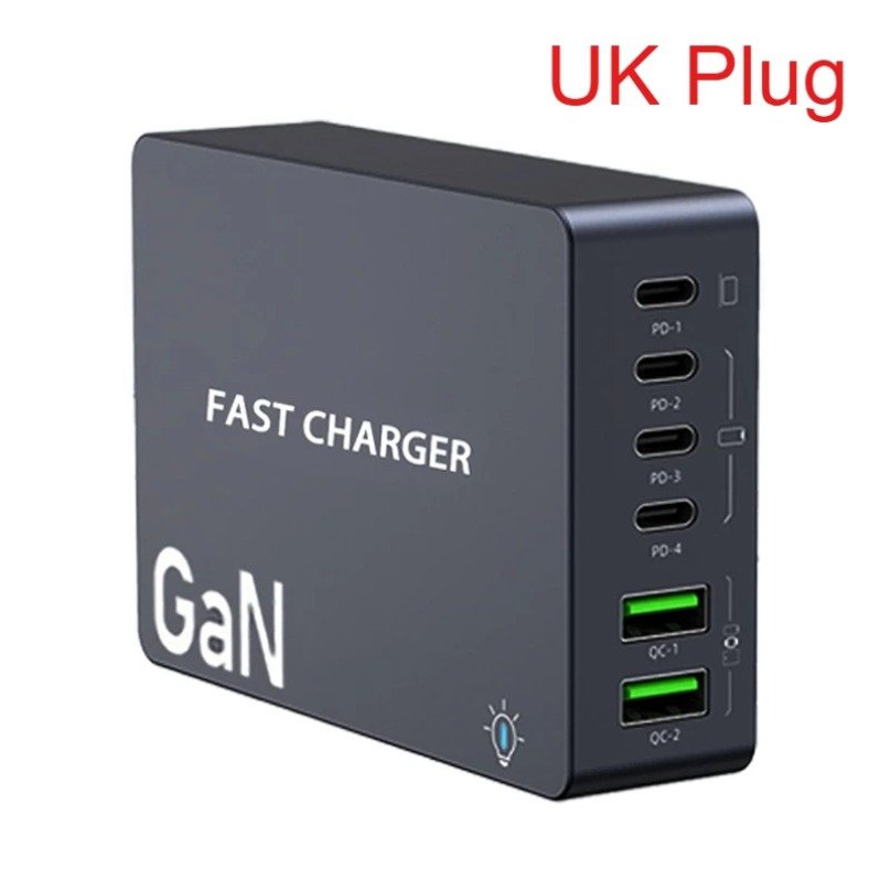 990W GaN Quick Charger 4 USB C 2 USB A Desktop Multi Port Socket Connector Chargers For Laptop Cellphone Tablet PD Fast Charging: WHITE