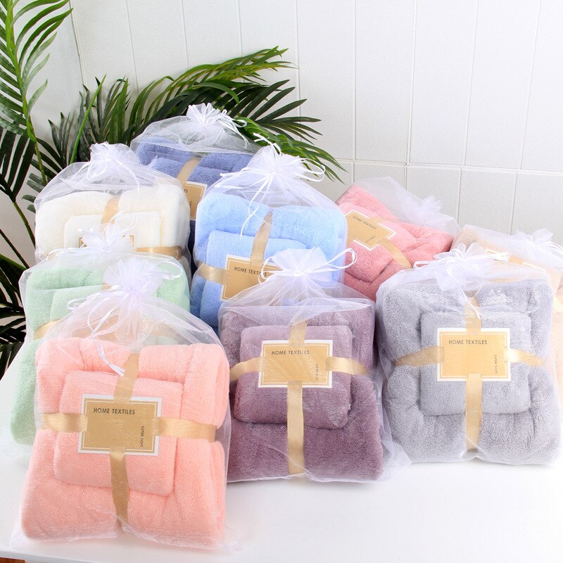 Bath Towels Microfiber Fabric Skin Comfortable Bath Towel And Face Towel Solid Color Quick Drying Super Absorbent Towel Set