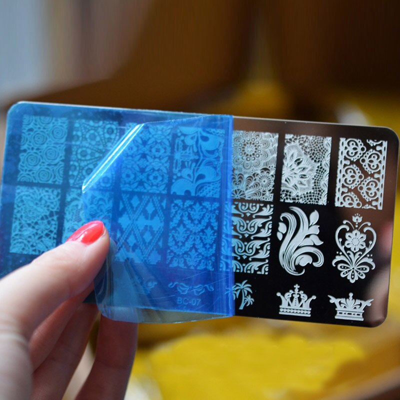 Nail Stamping Plates Set with Clear Jelly Stamper Scrapper Manicure Image Template Tool