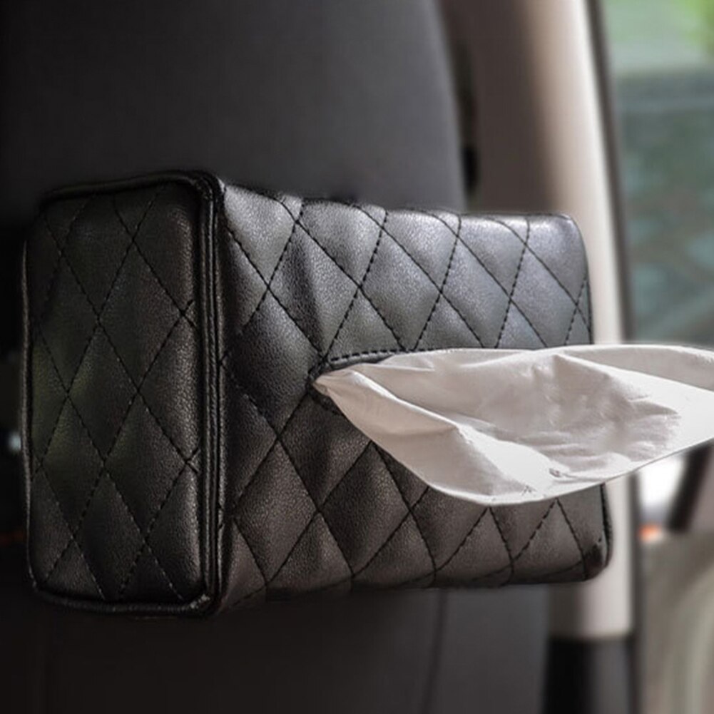 Car Faux Leather Sun Viper Back Seat Hanging Tissue Box Paper Holder Container