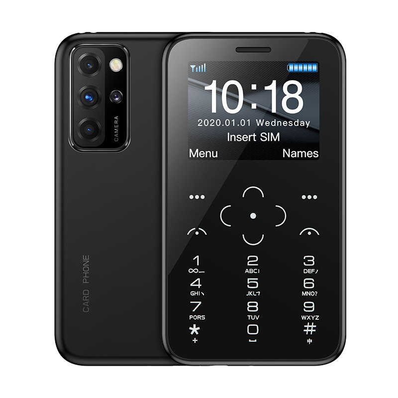 Original SOYES S10P Mini Card Phone 2G GSM 400mAh 1.54'' MTK6261M Cellphone Ultra-Thin Children Small Siz Phones: Black