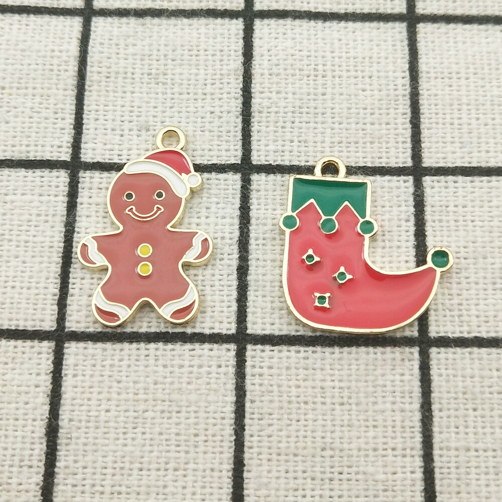 10pcs child and shoe enamel christmas charm jewelry accessories earring pendant bracelet necklace charms zinc alloy diy finding