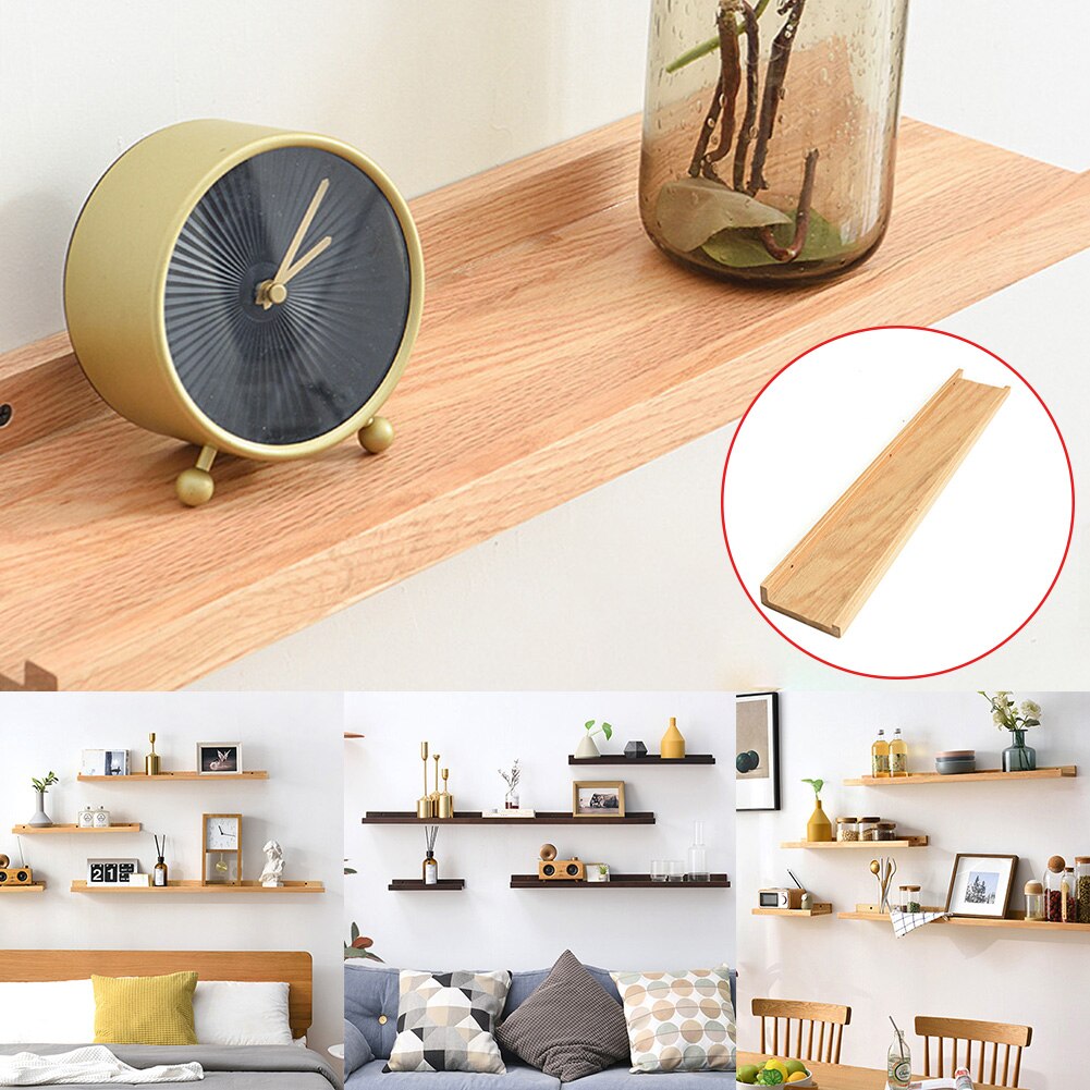 Floating Shelf Space Saving Office Home Decor Living Room Solid Wood Storage Kitchen Organizer Scaffold Board Wall Mounted