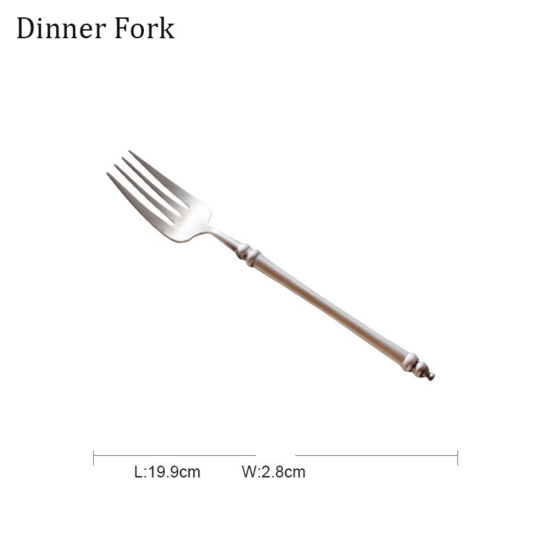 Japanese Retro Style 304 Stainless Steel Cutlery Set Bamboo Matte Western Steak Knife Fork Spoon Set Chopsticks Flatware: Dinner fork