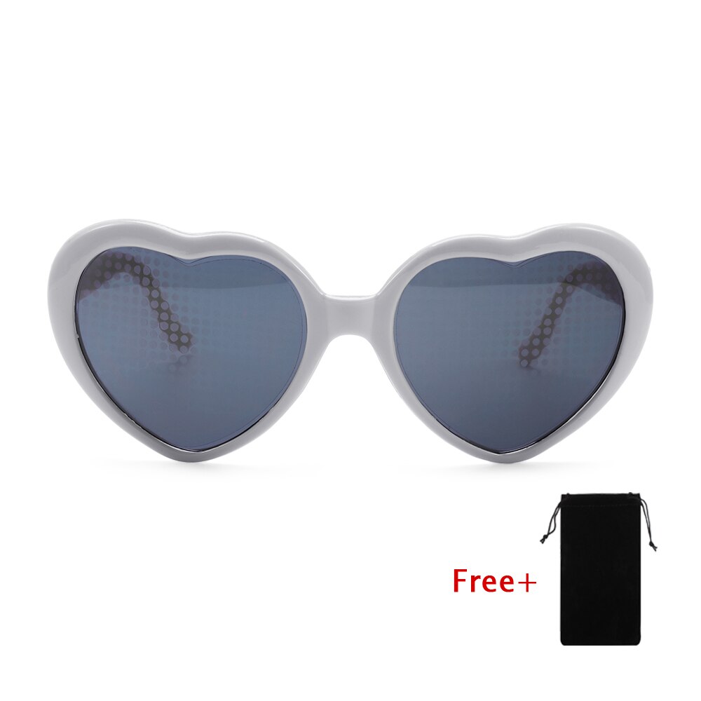 Mode Hartvormige Speciale Effect Bril Duurzaam Horloge De Lichten Geworden Liefde Afbeelding Diffractie Bril 'S Nachts Unisex: White