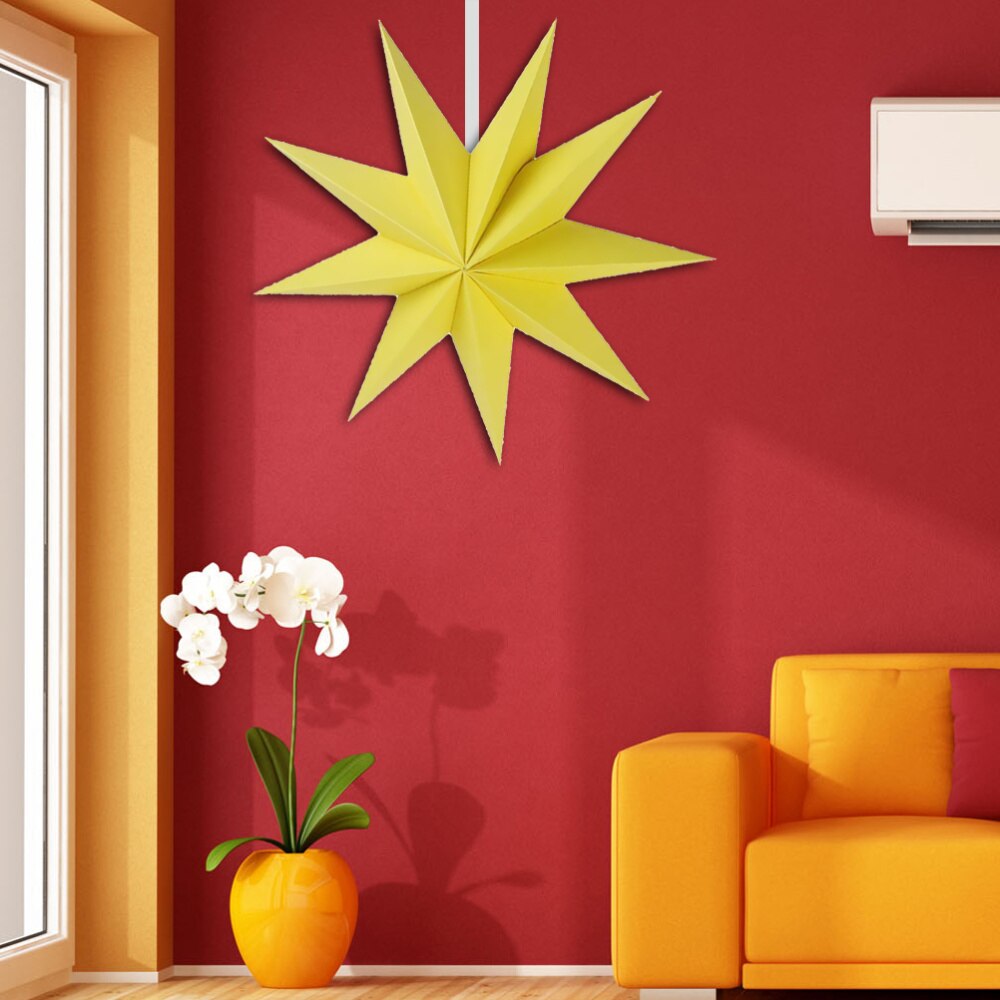 Paper Lamp Shade Handmade Star Lantern Lamp Accessory 30cm(Orange): Yellow