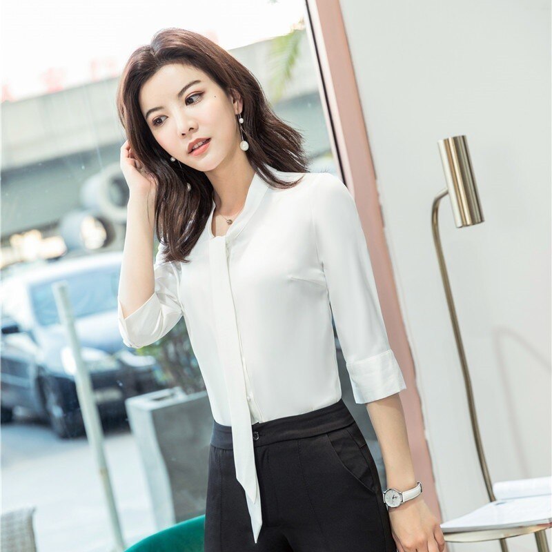 White Half Sleeve Women Blouses and Shirts Spring Summer Ladies Office Blouse Female Casual Tops Clothes