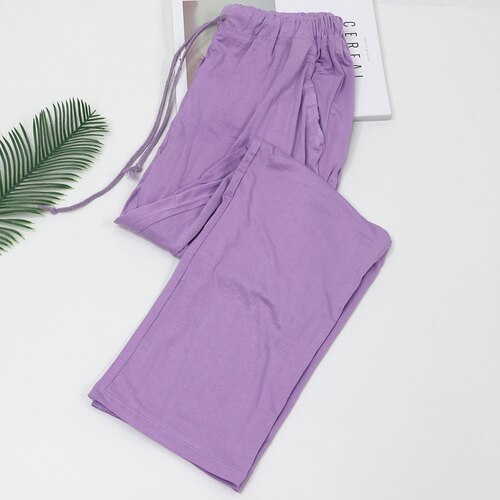 Kevät ja syksy pyjamat naisten housut modaalit ohuet kotihousut isokokoiset kotihousut aamuharjoitushousut löysästi joustavat: Violetti / 165( l)