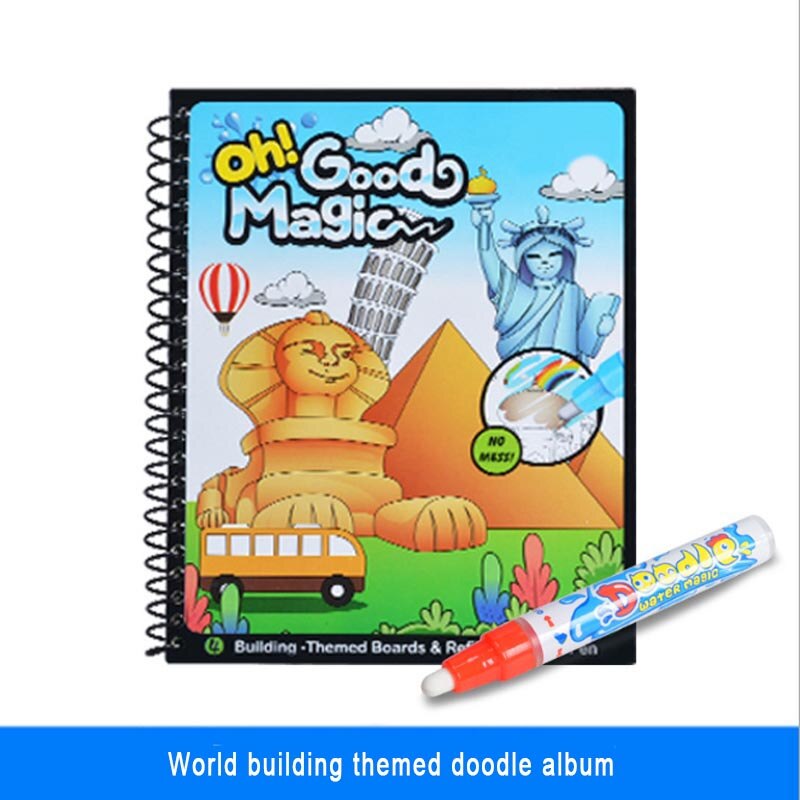 Disegno Album Giocattoli Del Fumetto Vernice Learning Libro Libro di Doodle Album di Pittura Acqua Riciclabile Colorazione Notebook Ricaricabile Penna Cartone: World building