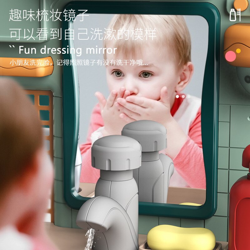 Kinderen Spelen Huis Wastafel Emulate Toy Meisje Leuke Jurk Up Tandenborstel Set Wastafel Simulatie Scène
