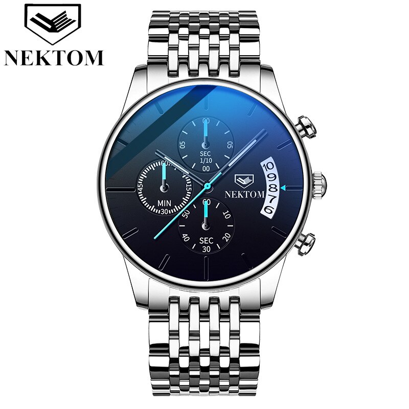 Nektom Explosies Mannen Horloge Mode Stalen Band Quartz Horloge Waterdicht Lichtgevende Trend Horloge: Coffee