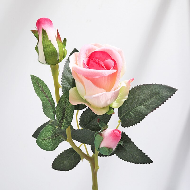 Kunstige blomster rose blomst gren bulgarien steg røde silke blomster til en bryllupsdag: Let pulver 1 stk