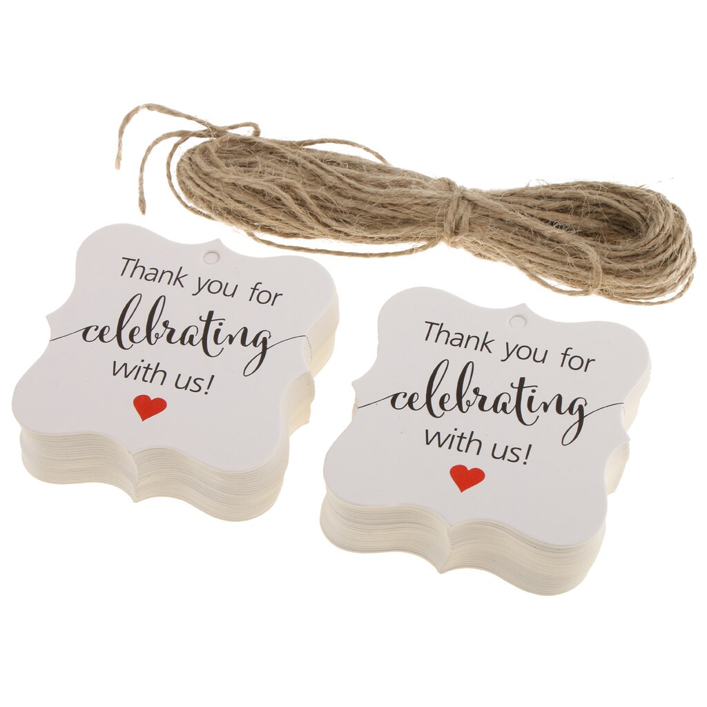 Pakke  of 200 rustikk kraftpapir takkekort tags bryllup baby shower favor