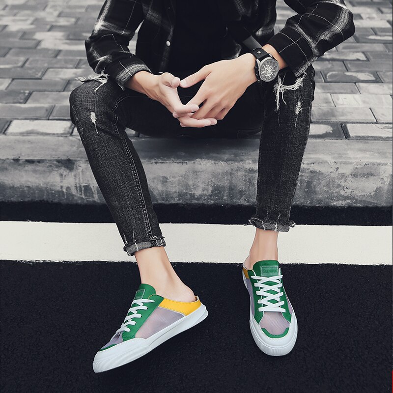 eté demi pantoufles chaussures pour hommes chaussures décontractées coréennes en Une étape chaussures marée chaussures paresseux chaussures