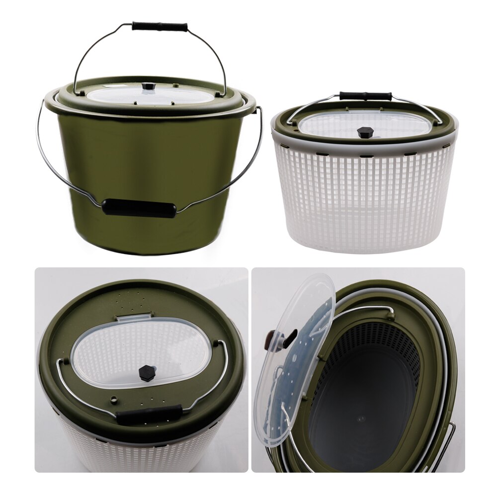 LUSHAZER Plastic Live Fish Bucket Camping Carp Fishing Tackle Water Container Handle Fish Storage Tools De Pesca Live Bait Box