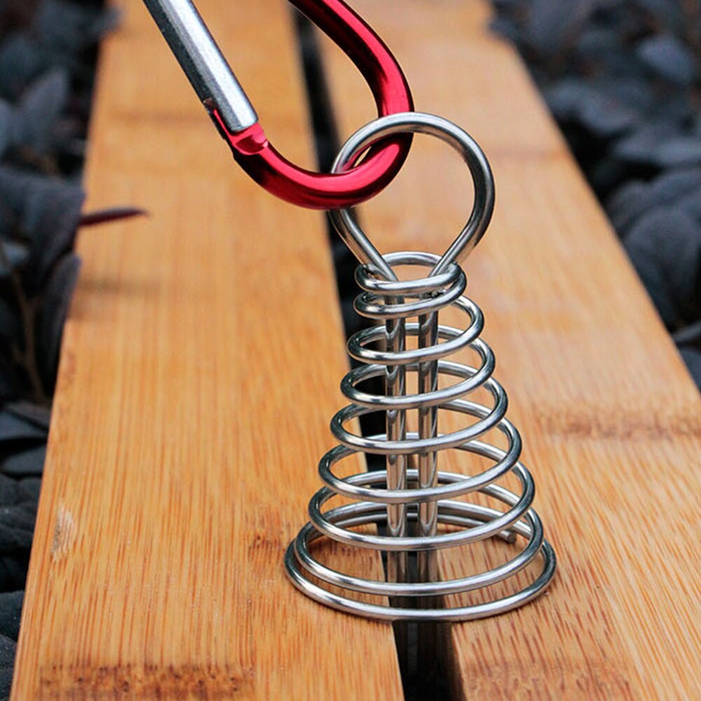 10 stück spiralförmige, federnde oktopus-heringe mit karabinerhaken, seilschnalle, zelthaken, brettheringe für camping und wandern