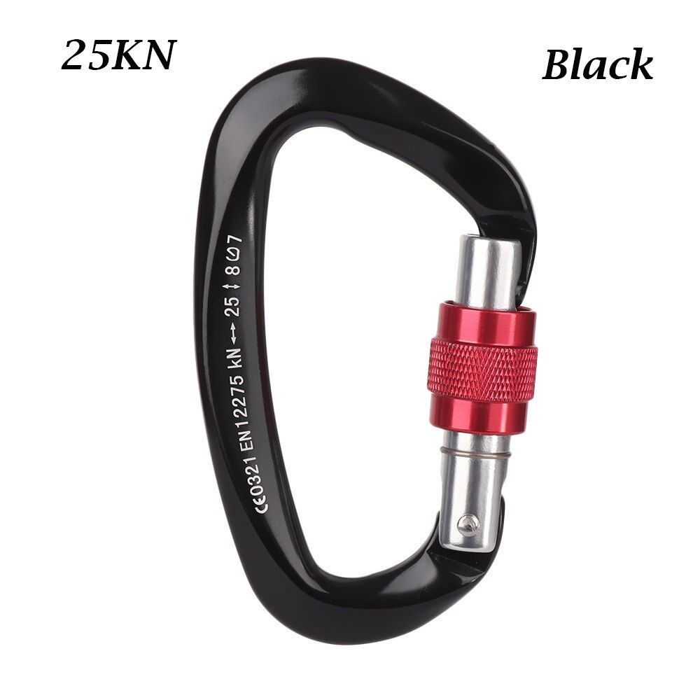 Mosquetón de , ganchos para llaves de escalada, forma de D, cerradura maestra de seguridad de aluminio, herramienta para escalar al aire libre, 12/25KN: Blanco