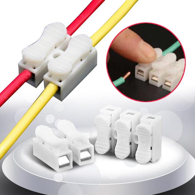 Vehemo 30Pcs 2P Spring Connector LED Strip Light No Welding No Screws Quick Connector Cable Clamp Terminal