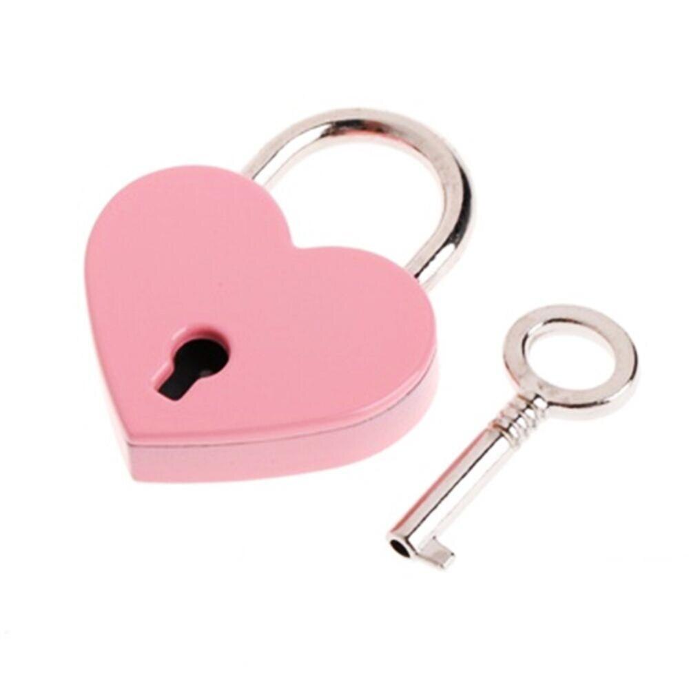 1 pièce coeur rétro métal mini cadenas sac valise valise clé serrure avec clé: Rose