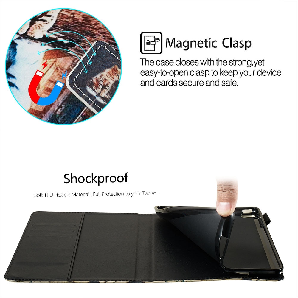 Tablet Case for Samsung Galaxy Tab A 8.0 SM-T290 SM-T295 - Leather with Animal Print & Shockproof TPU Back