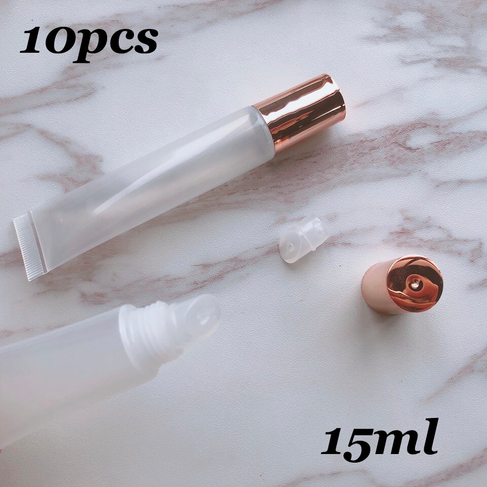 Tube transparent à pression pour le maquillage, or Rose, 15ml, contenant vide pour Gloss à lèvres, baume à lèvres, doux, à faire soi-même, 20 pièces/lot: Default Title